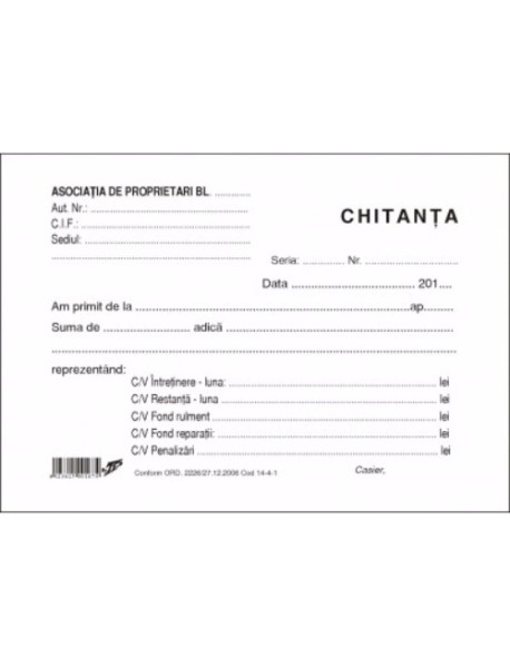 CHITANTIER ASOC. DE PROPRIETARI 3EX