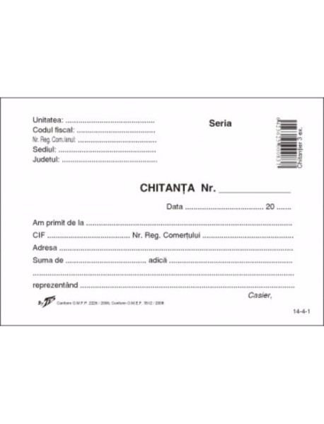 CHITANTIER AUTOCOPIATIV 3 EX.