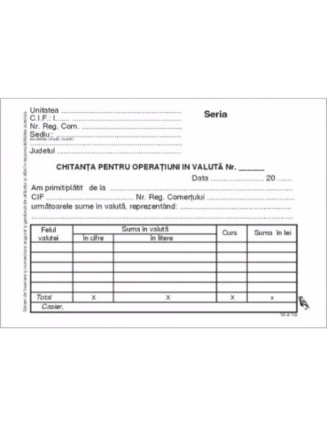 CHITANTIER VALUTA AUTOCOPIATIV 3EX