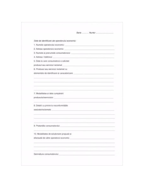 CONDICA DE SUGESTII SI RECLAMATII