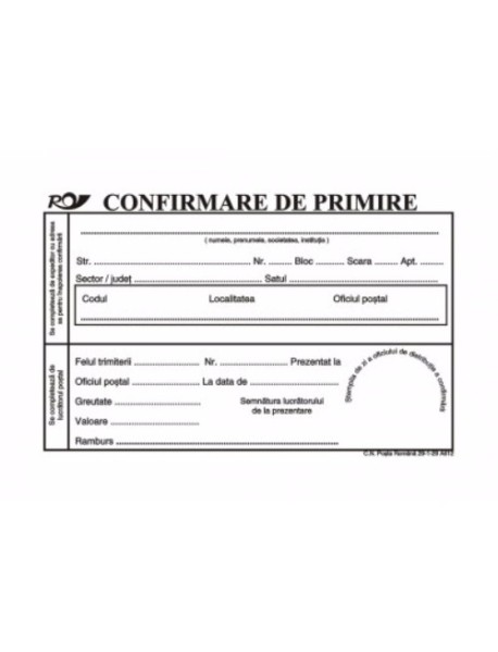 CONFIRMARI DE PRIMIRE POSTALE