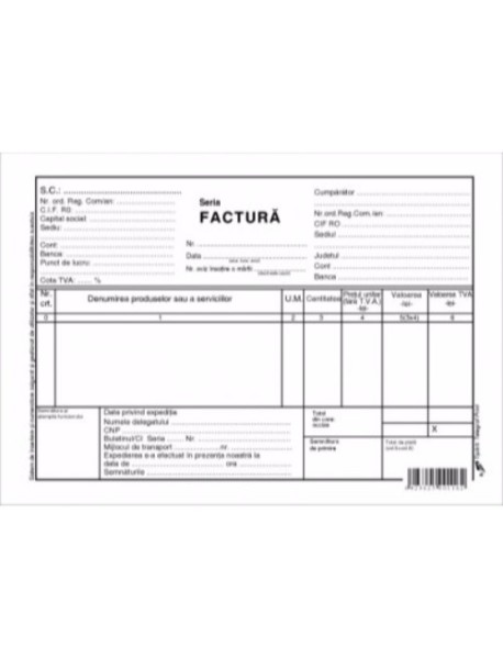 FACTURIER A5 3 EX. CU TVA CU PERFOR