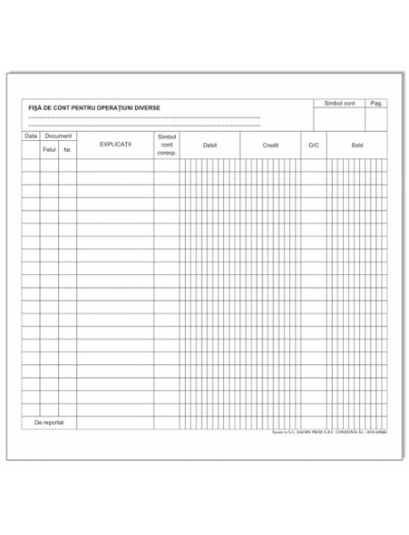 Fisa cont analitic pentru operatii diverse