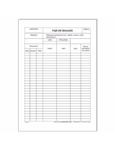 Fisa magazie carton duplex A5 230G/MP