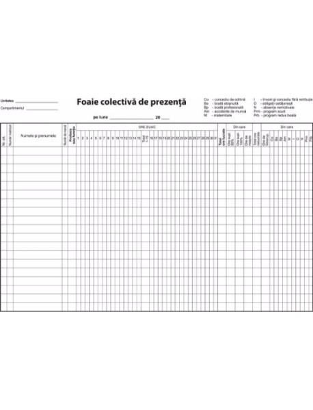 Foaie colectiva de prezenta