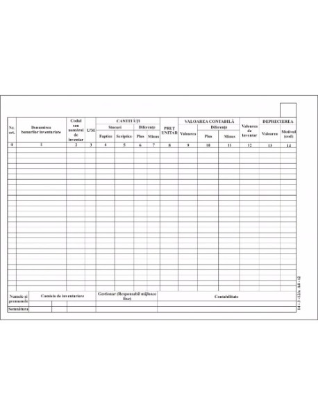 Lista inventariere orizontala