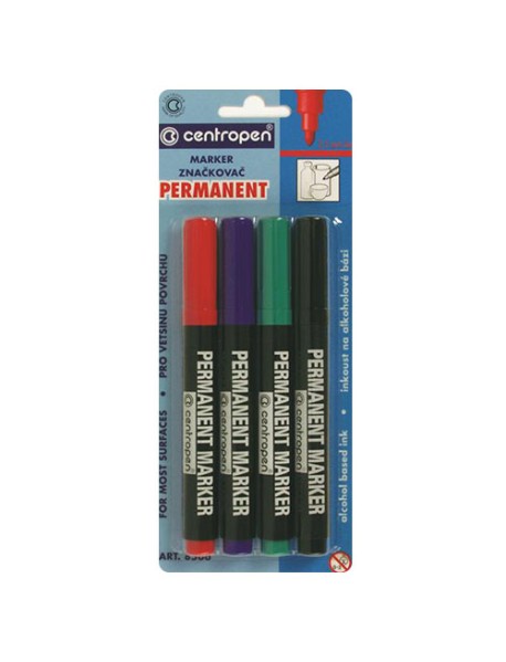Permanent marker, varf rotund 4/set - CENTROPEN