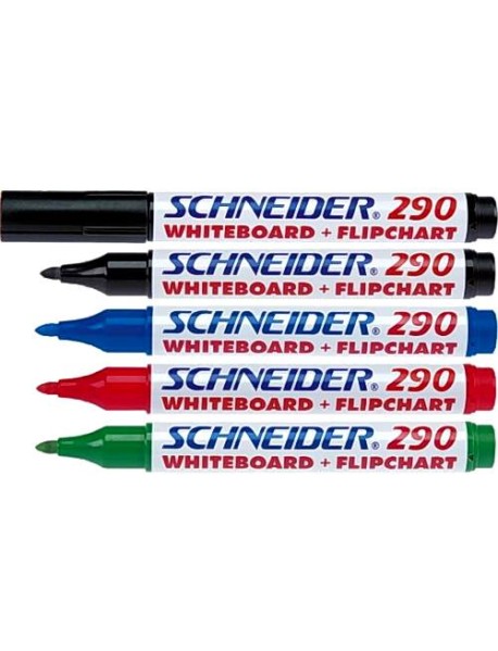 Marker whiteboard si flipchart SCHNEIDER 290, 4buc/set