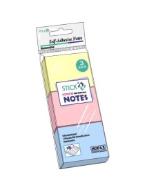 Notes autoadeziv 38 x 51 mm, Stick"n - 3 culori pastel