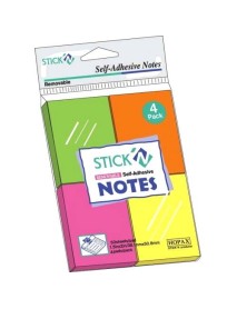 Notes autoadeziv 38 x 51 mm, 4 x 50 file/set, Stick"n, culori neon