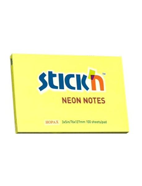 Notes autoadeziv 76 x 127 mm, Stick"n, neon