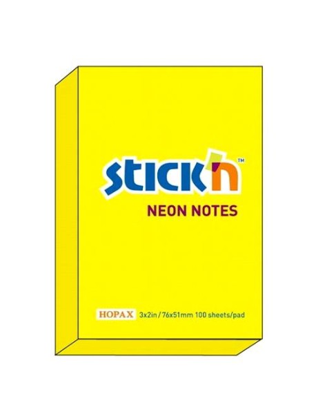 Notes autoadeziv 76 x 51 mm, Stick"n, neon
