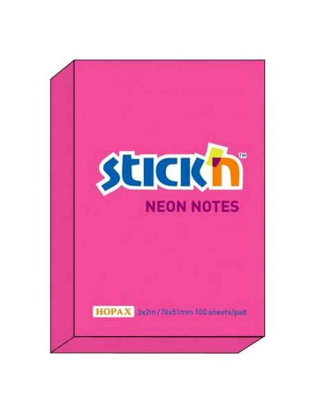Notes autoadeziv 76 x 51 mm, Stick"n, neon