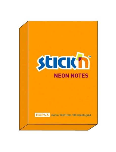 Notes autoadeziv 76 x 51 mm, Stick"n, neon