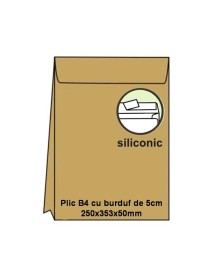 Plic B4 cu burduf de 5cm, kraft ,siliconic