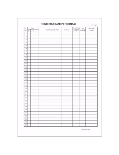 REGISTRU BANI PERSONALI COPERTI MUCAVA