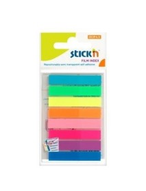 Stick index plastic transparent color 45 x 8 mm, Stickn - 8 culori neon