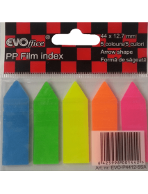 Stick index plastic, 5 culori neon, steag/sageata